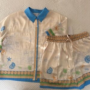 NWT Current Air LA Cabana shirt & shorts set women Size L Coastal Resortwear